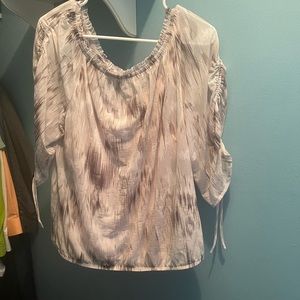 INC 2 layer blouse in grey and blush pink. Size XL